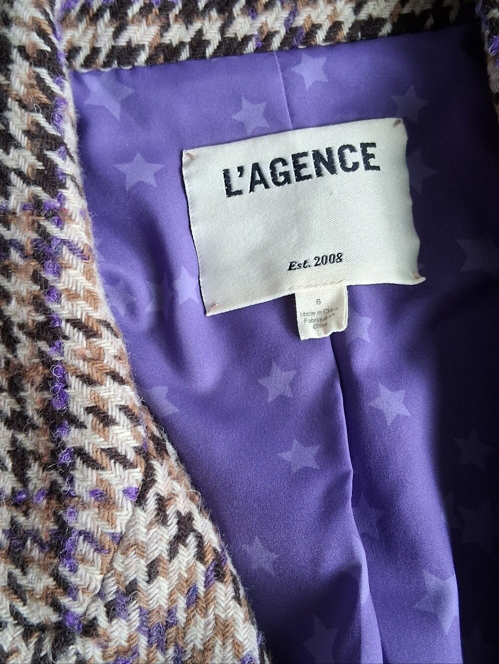 L'Agence Tweed Herringbone Blazer Size 6 Fits S/M Excellent Condition - Picture 14 of 14